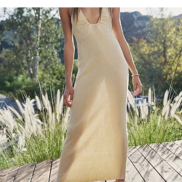 Free People BEACH Honey Halter Knit Maxi Dress Size L - Picture 11 of 12